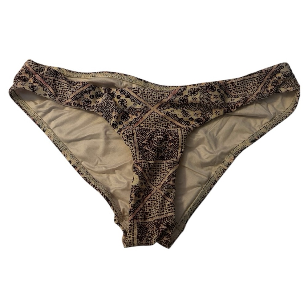 Zimmerman bikini bottom tile vintage print cream tan pink black